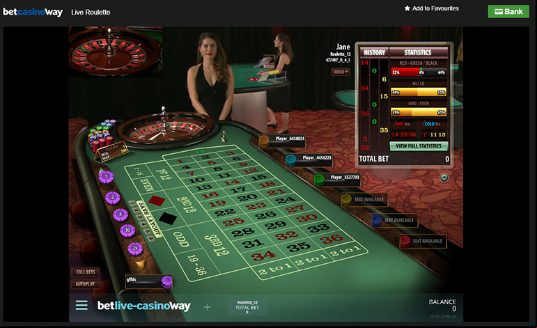 Betway Casino Live Roulette