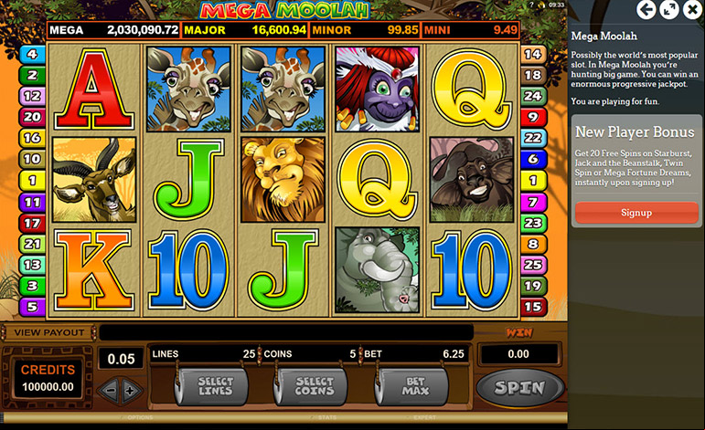 Mega Moolah Bonus info
