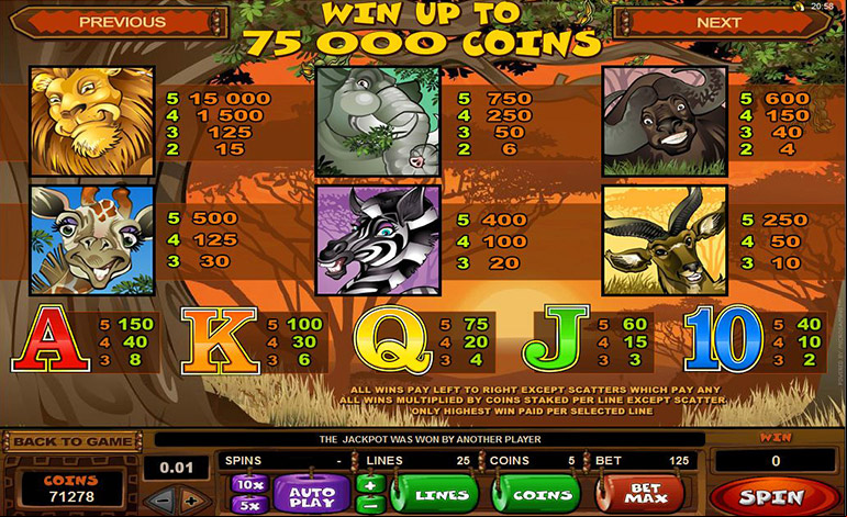 Mega Moolah stats on iPad